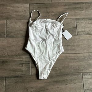 Revel Rey Ezra one piece in iridescent white lurex